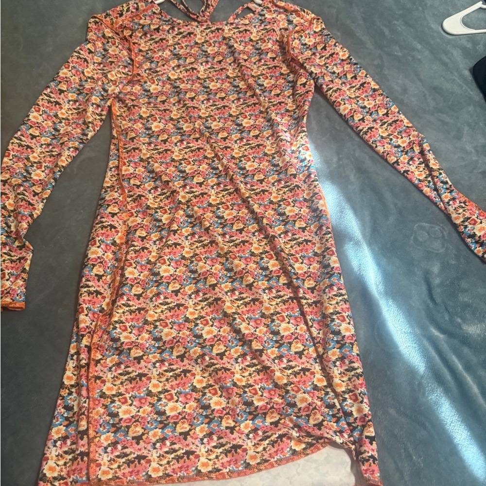 SHEIN Multicolor Floral Long Sleeve Dress
